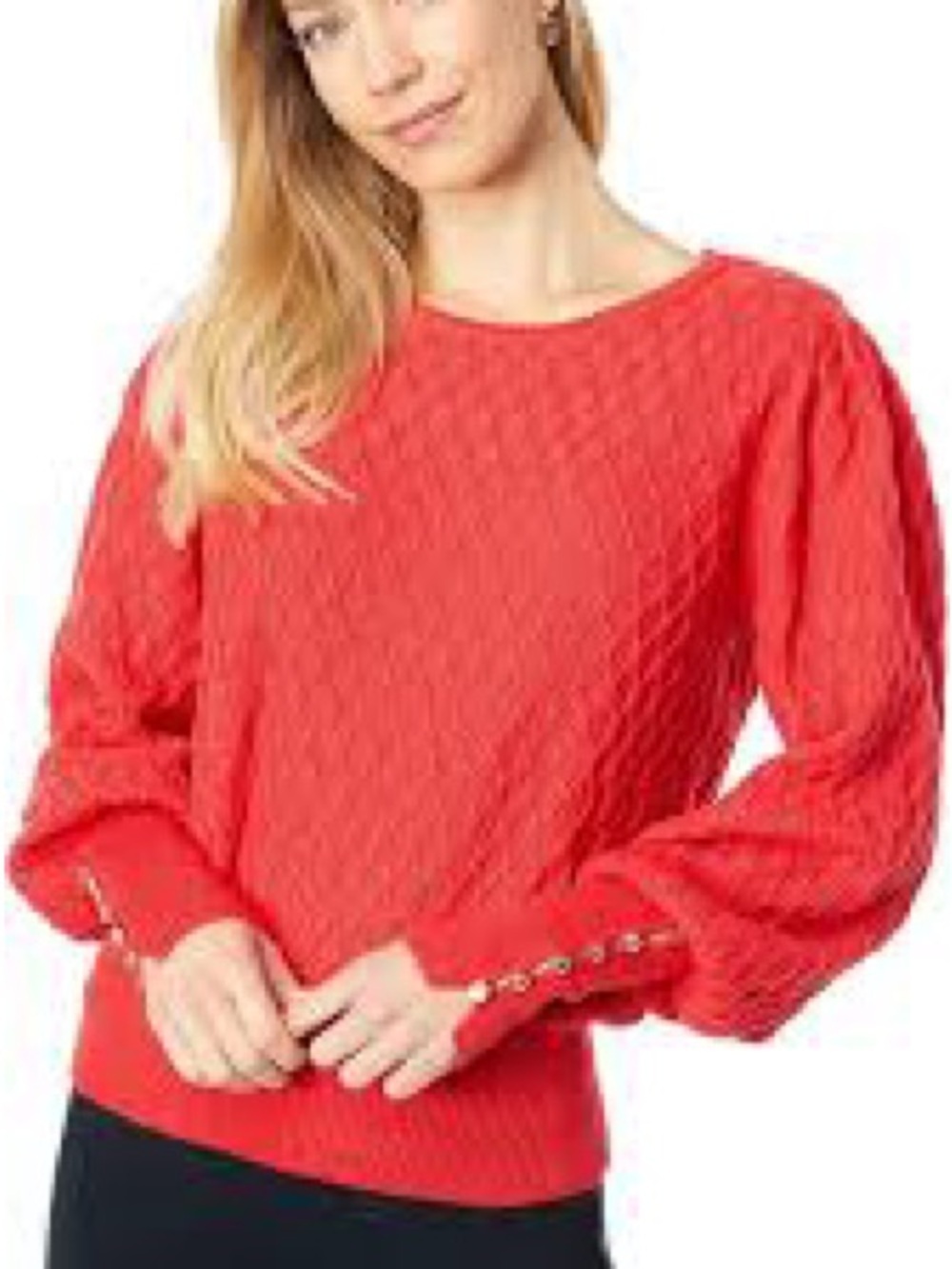 Lilly Pulitzer Red Quilted Knit Balloon Sleeve Sweater 998